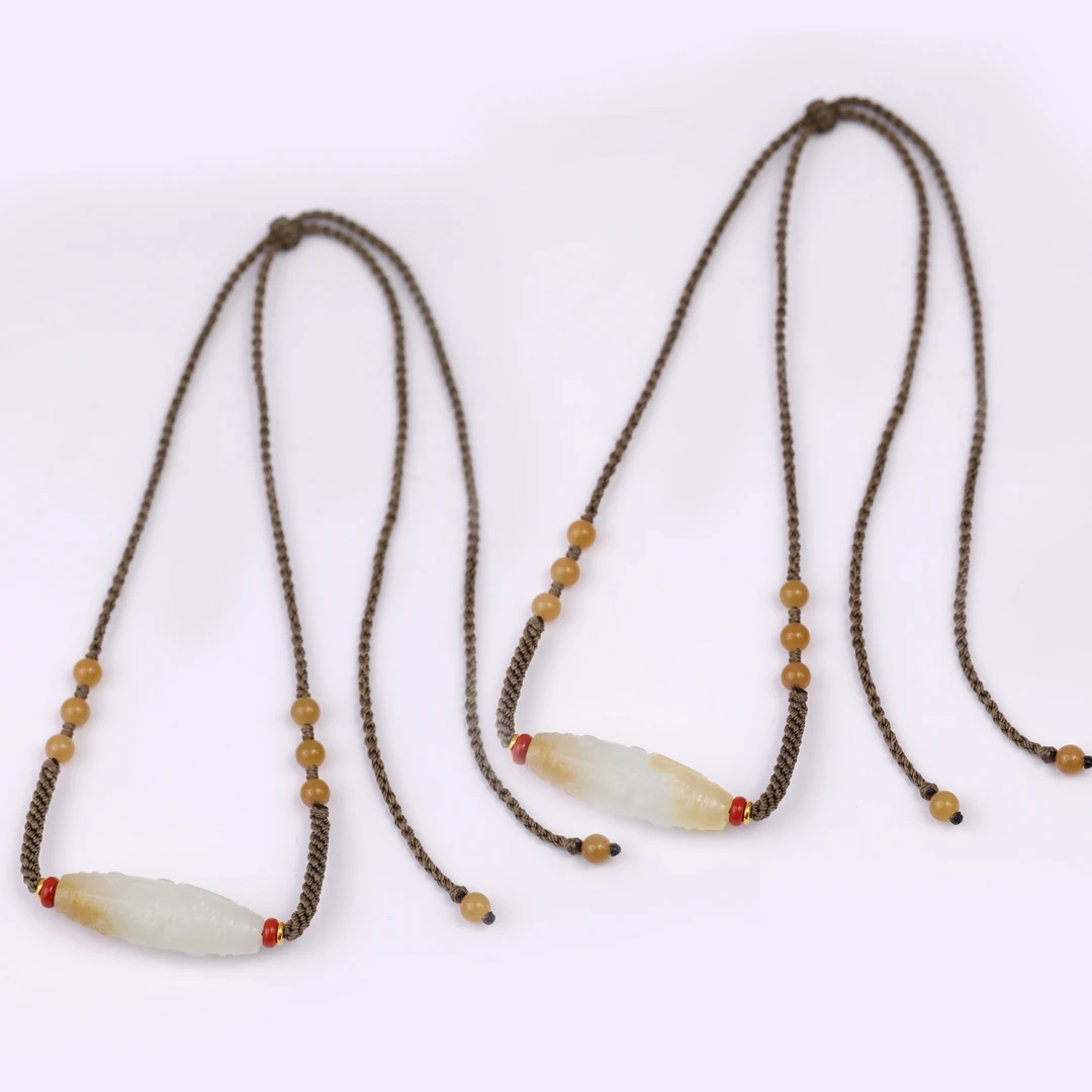 预售新疆和田玉糖白九眼横穿RB230359约42mm*14mm多样发发一件