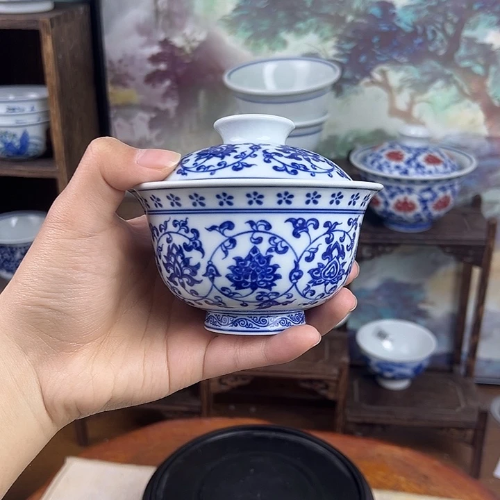 瓷其他缠枝莲盖碗