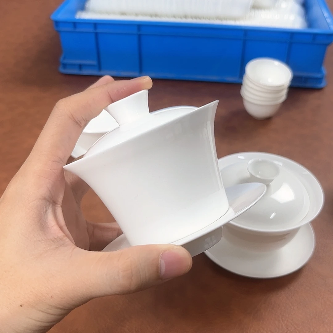 150马蹄骨瓷盖碗超薄胎单个