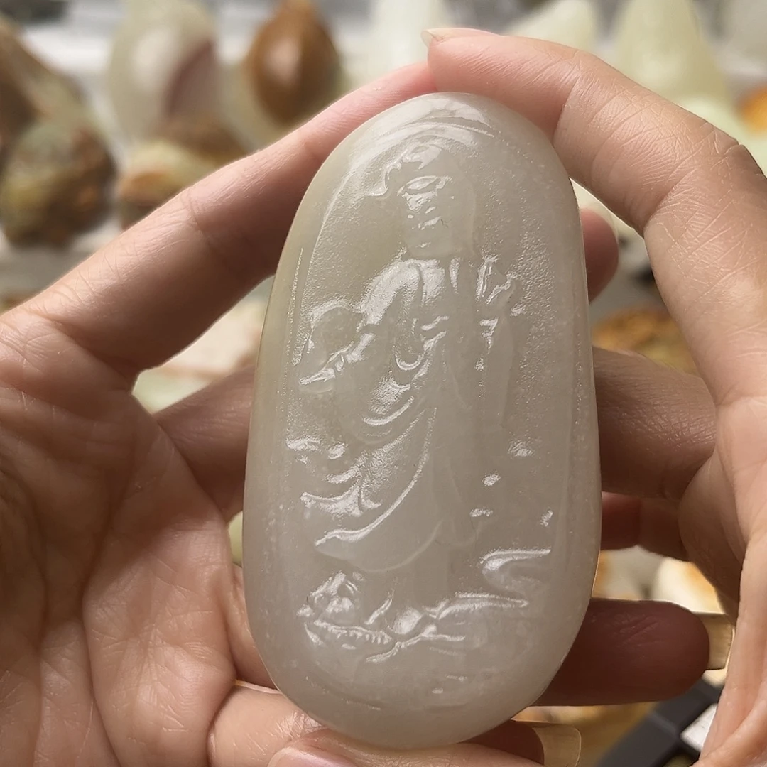 石材古青石不退换观音微瑕