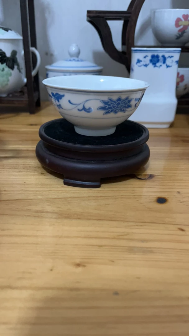 群力90年代@青花缠枝莲茶碗@小汤碗蘸料碗100毫升左右