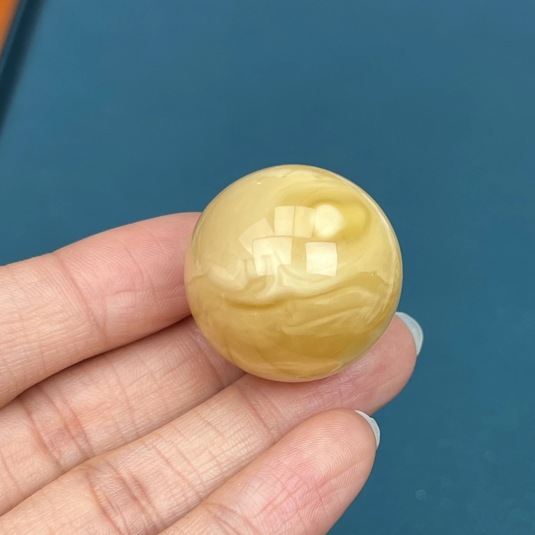 Y7329天然原矿蜜蜡圆珠26mm抖音基地质检发货