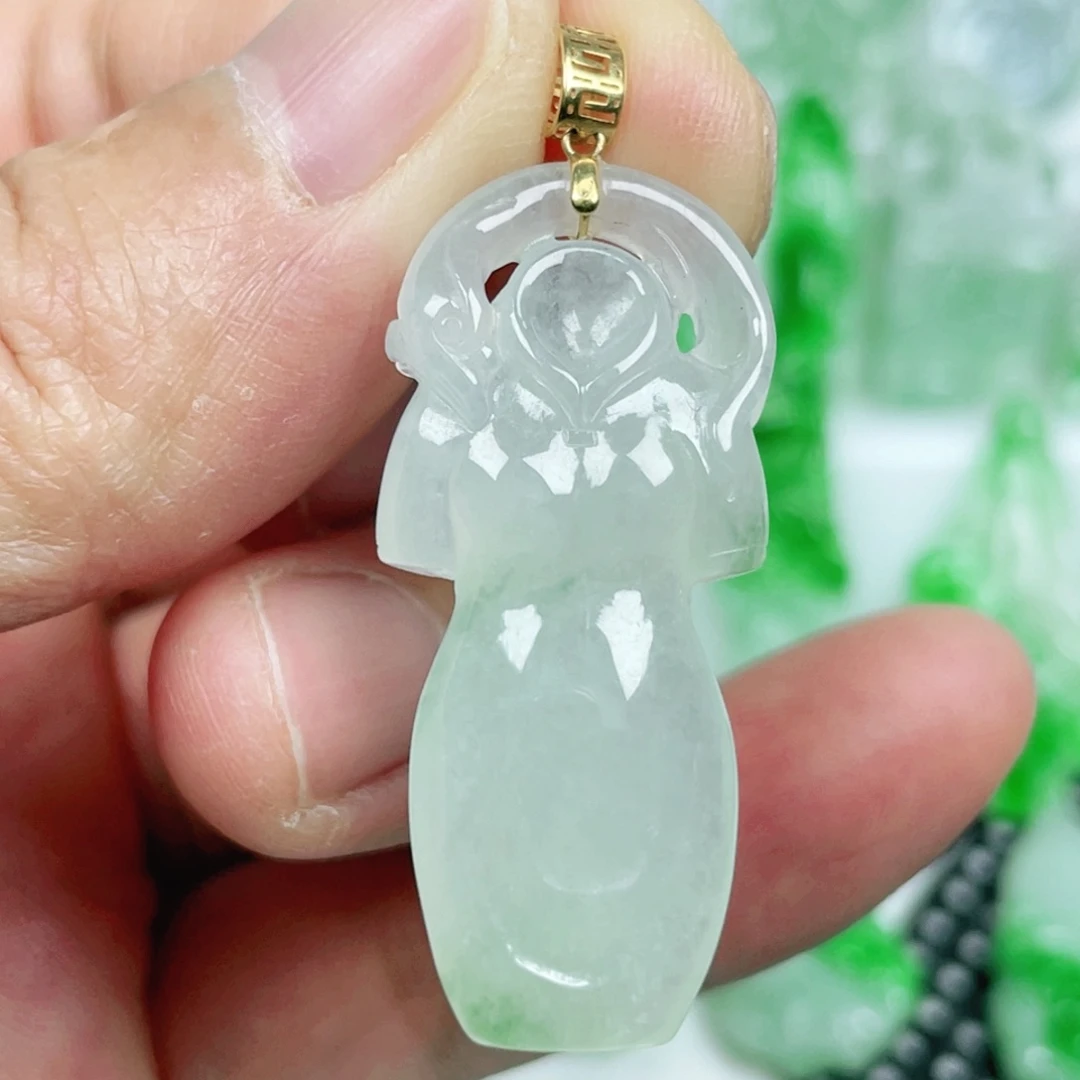 翡翠18K金镶嵌吊坠(不含链)