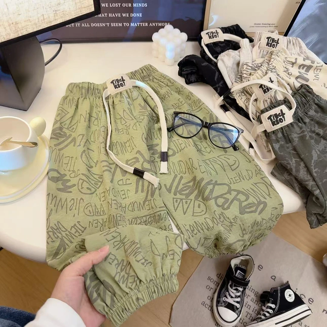 夏季冰丝麻灯笼裤宽松透气薄款防蚊束脚休闲裤