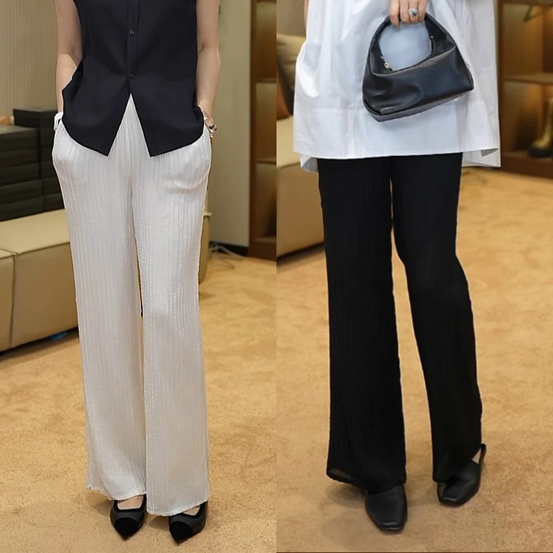 BARRIAILEN | 100%桑蚕丝 显瘦肌理感休闲直筒裤-2417213