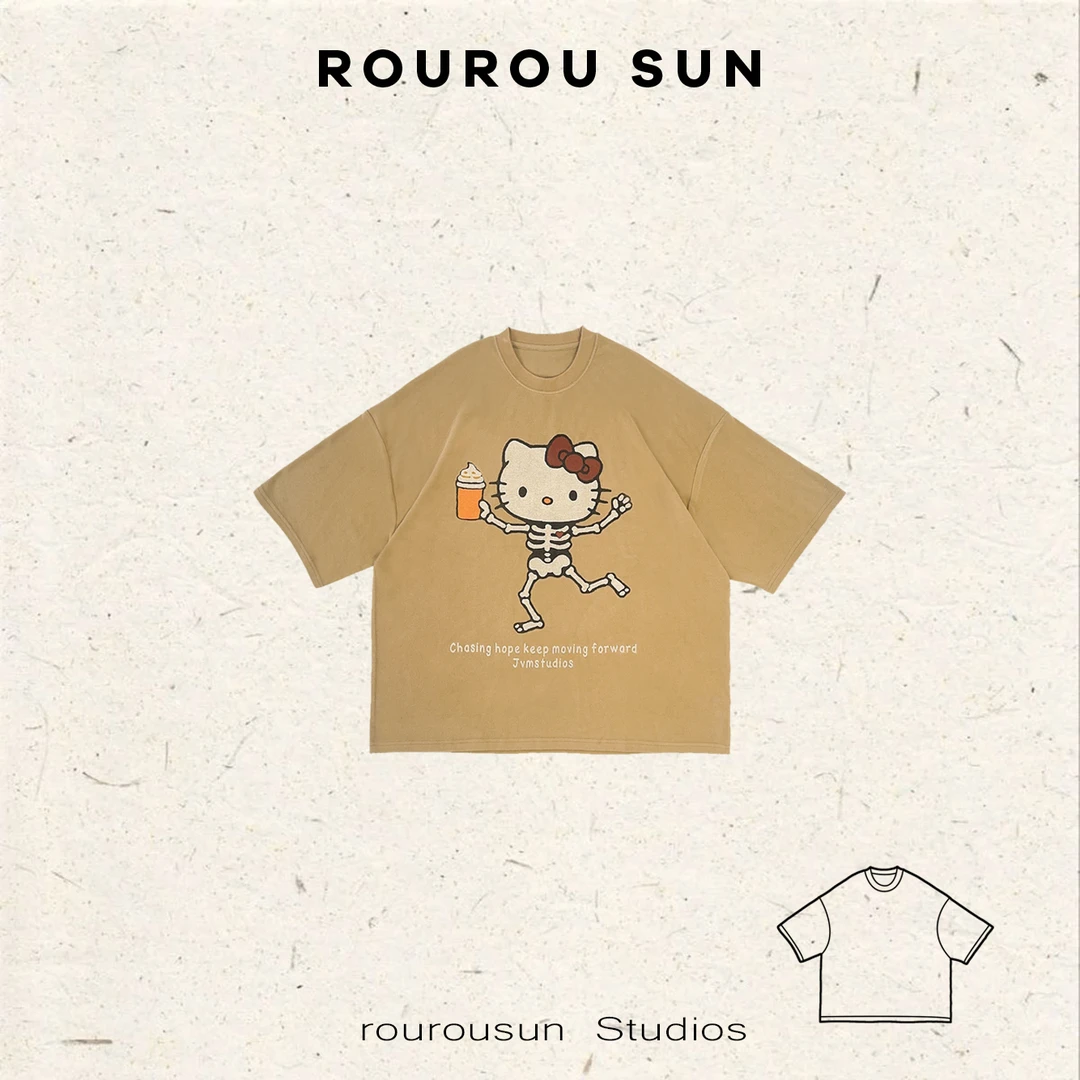 50309冬款女装韩版宽松凯蒂猫卡通百搭短袖T恤