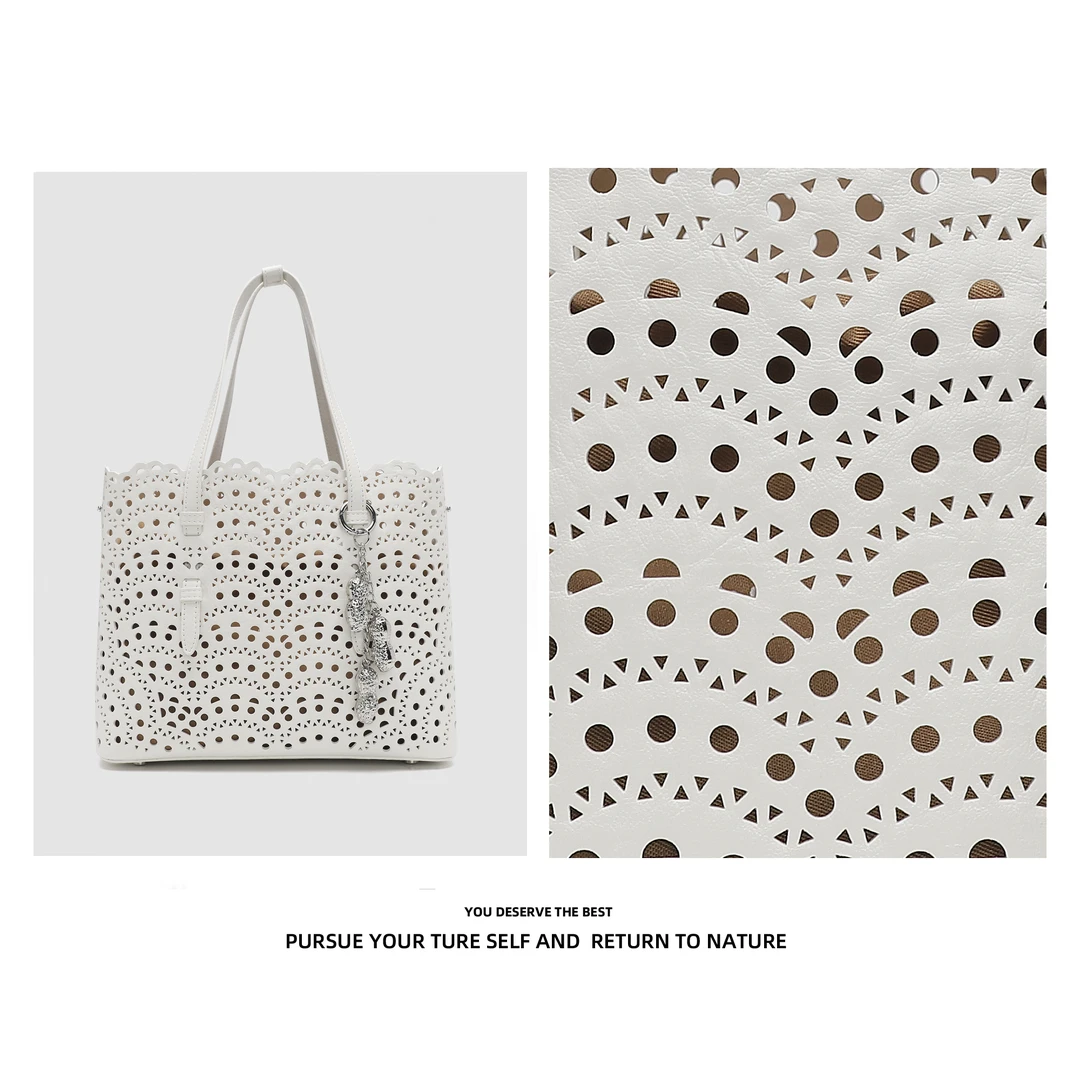 Discoverrevive新款精致独特波浪雕花菜篮包女士单肩手提包