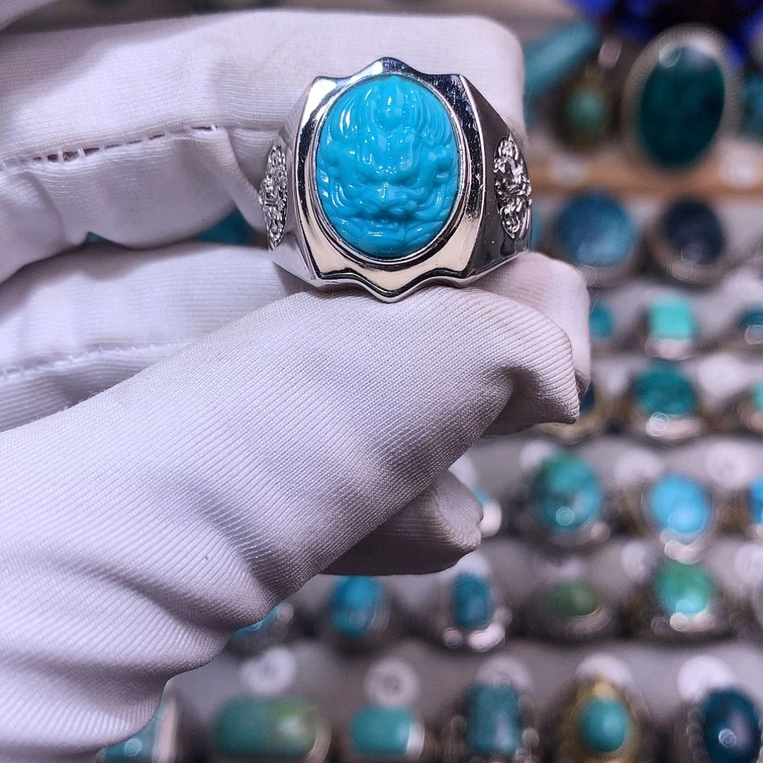 绿松石挂件银S925镶嵌