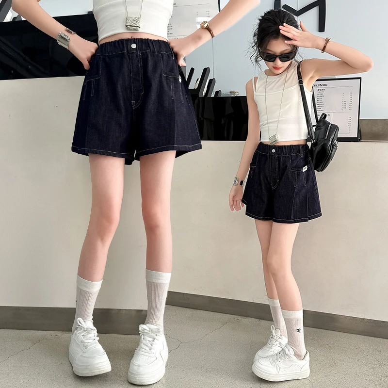 女童牛仔短裤夏装百褶裤裙夏季薄款外穿夏天百搭裙裤大童儿童裤子