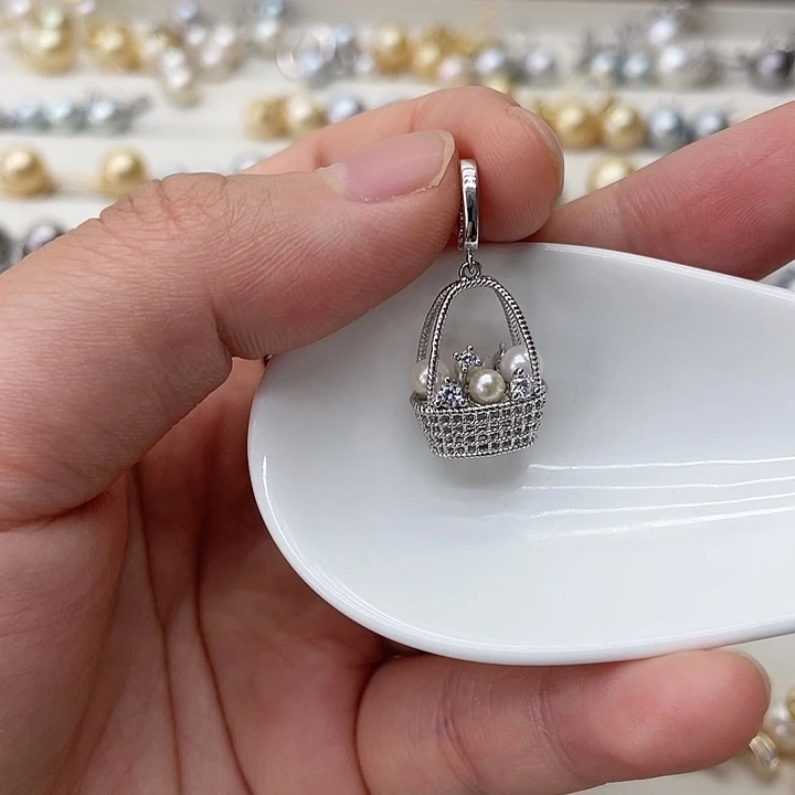 海水珍珠银S925镶嵌吊坠(不含链)