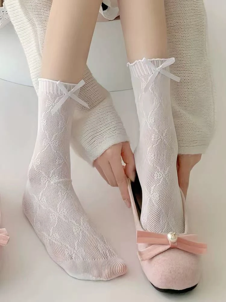 【粉丝专属】4双装镂空白色jk蕾丝堆堆袜SW-B859