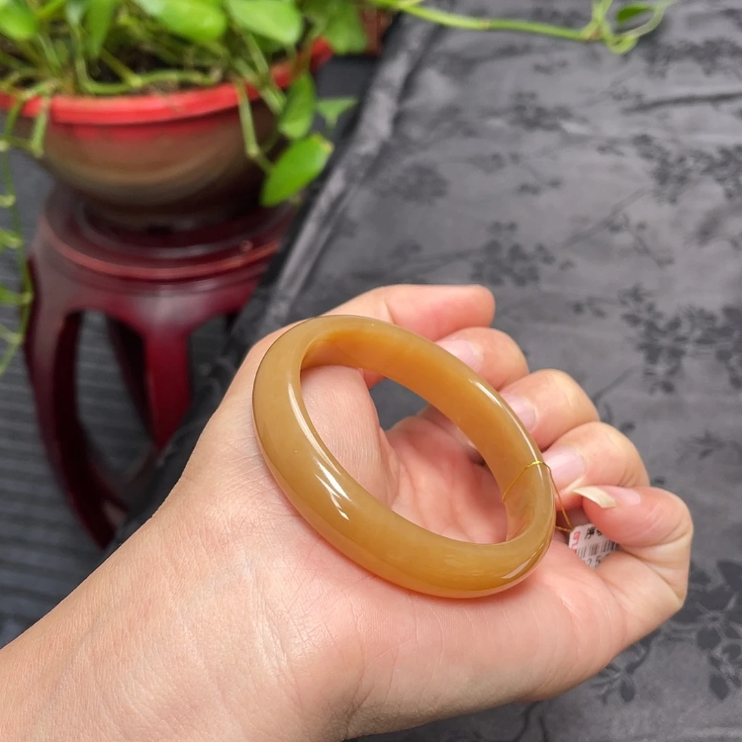 和田玉未镶嵌手镯-红糖