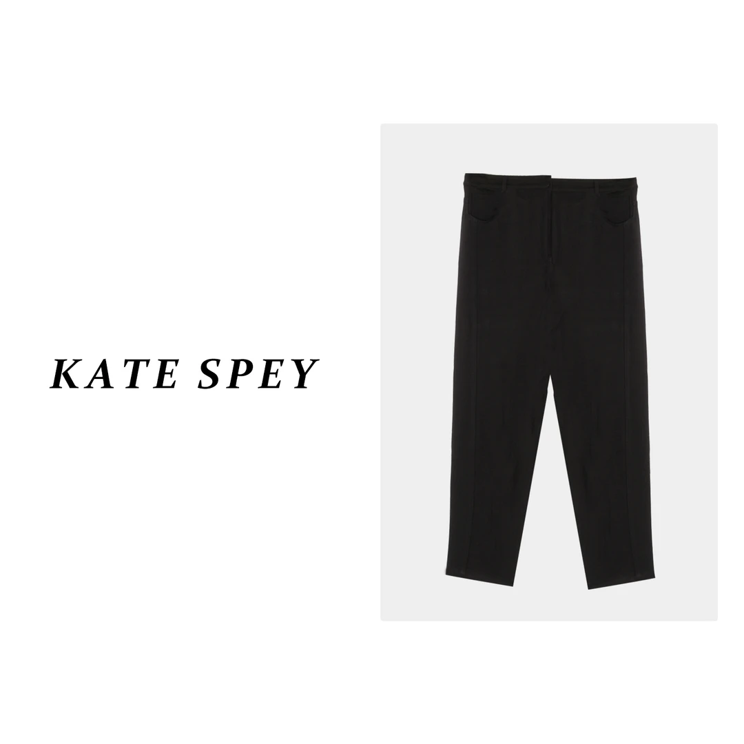 凯特丝蓓10008#松紧腰纯色休闲直筒百搭牛仔裤