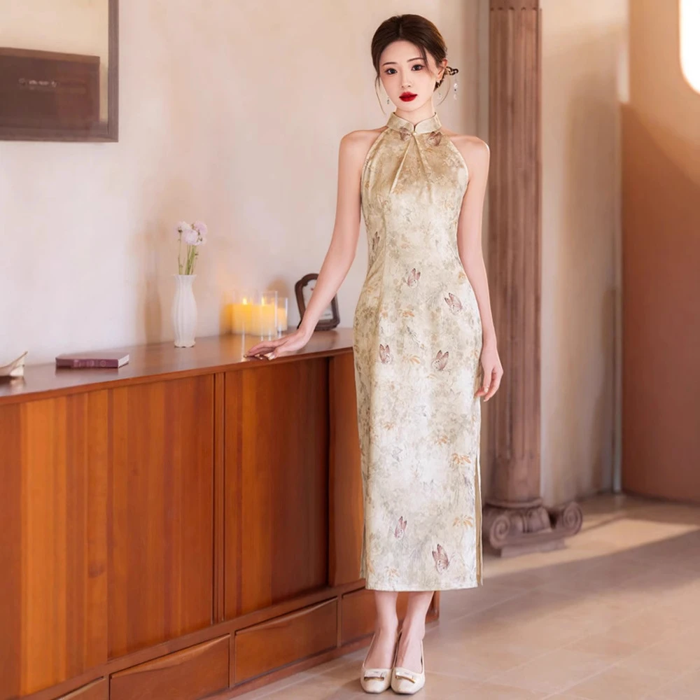 新款致炫帛2025春季旗袍改良年轻款挂脖连衣裙无袖新中式少女高级