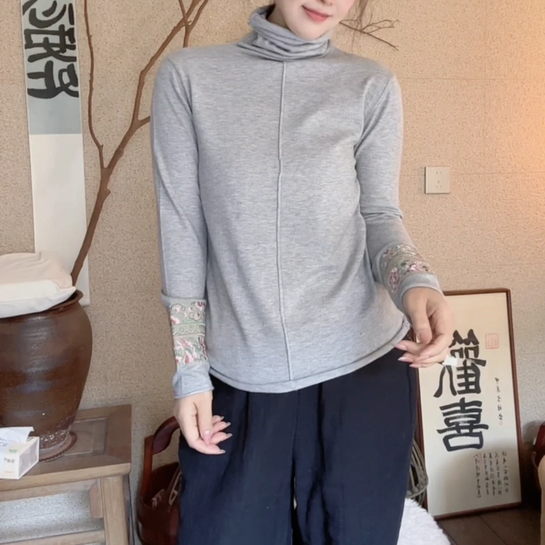 『碟家』绣花显瘦保暖打底毛衣5202