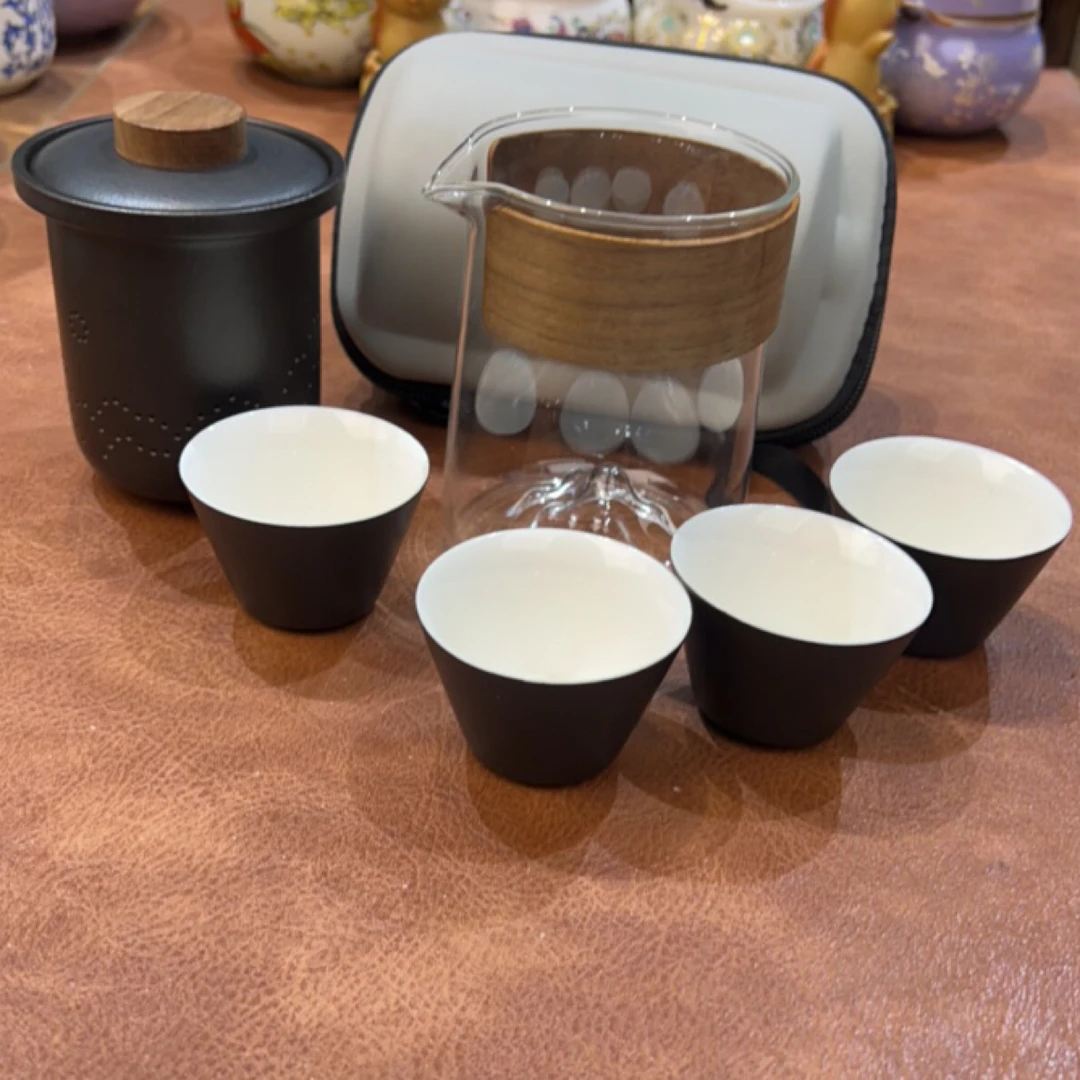 183一壶四杯旅行茶具路宝釉黑色