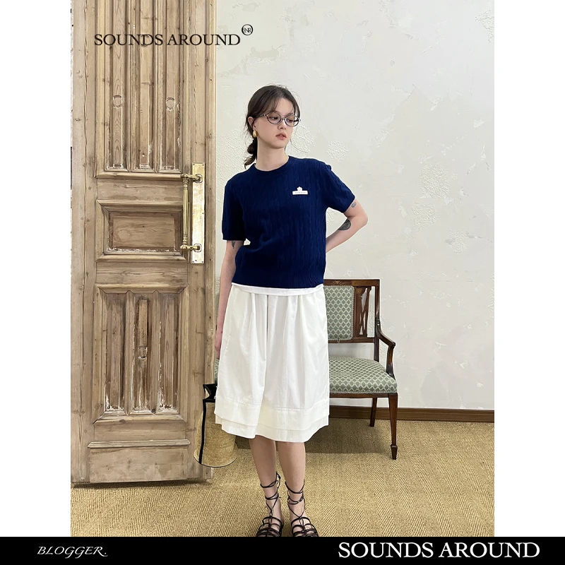 SOUNDSAROUND/SOUNDSAROUND2025新款假双层高腰A字半裙 MIU感半裙