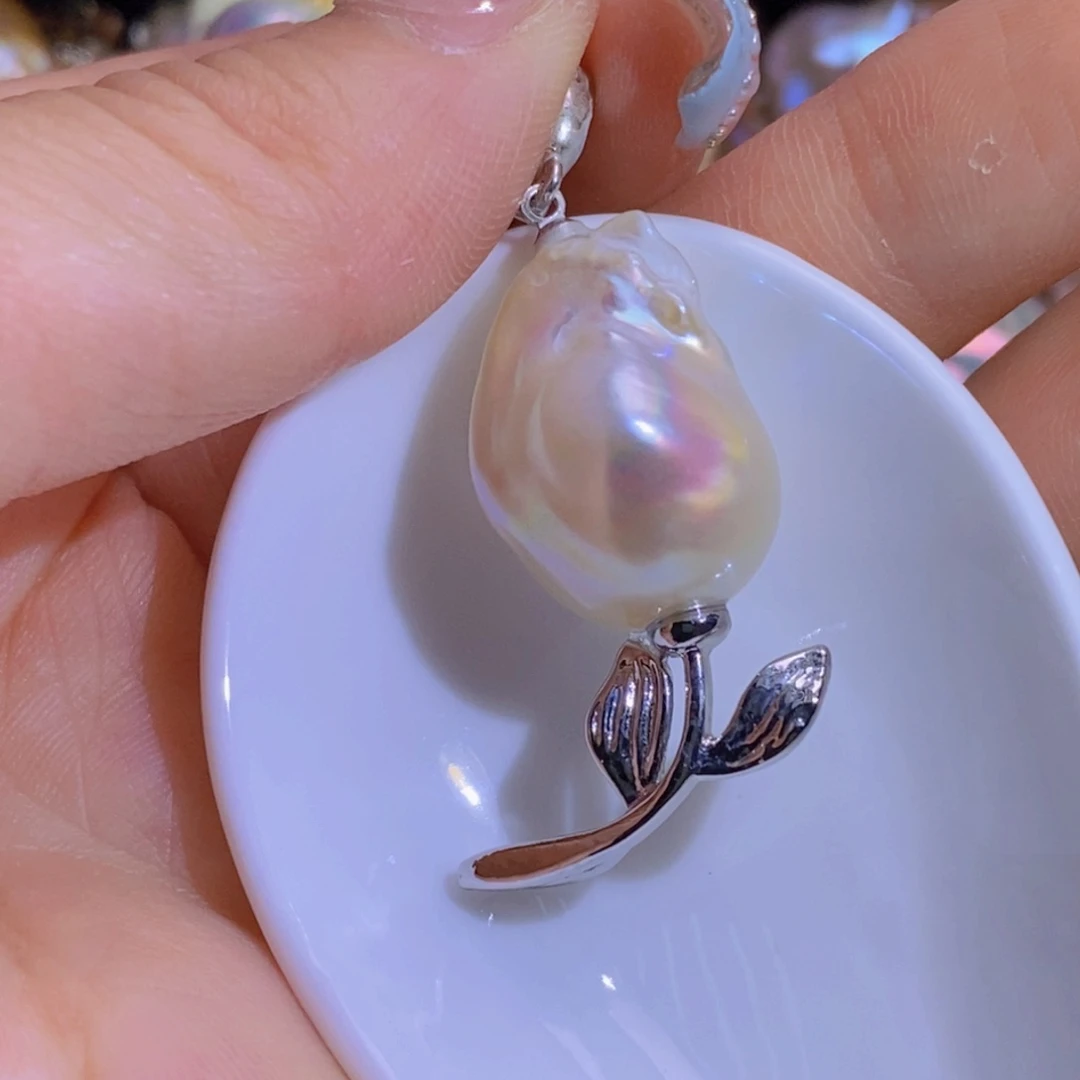 银S925镶嵌淡水珍珠天然淡水珍珠