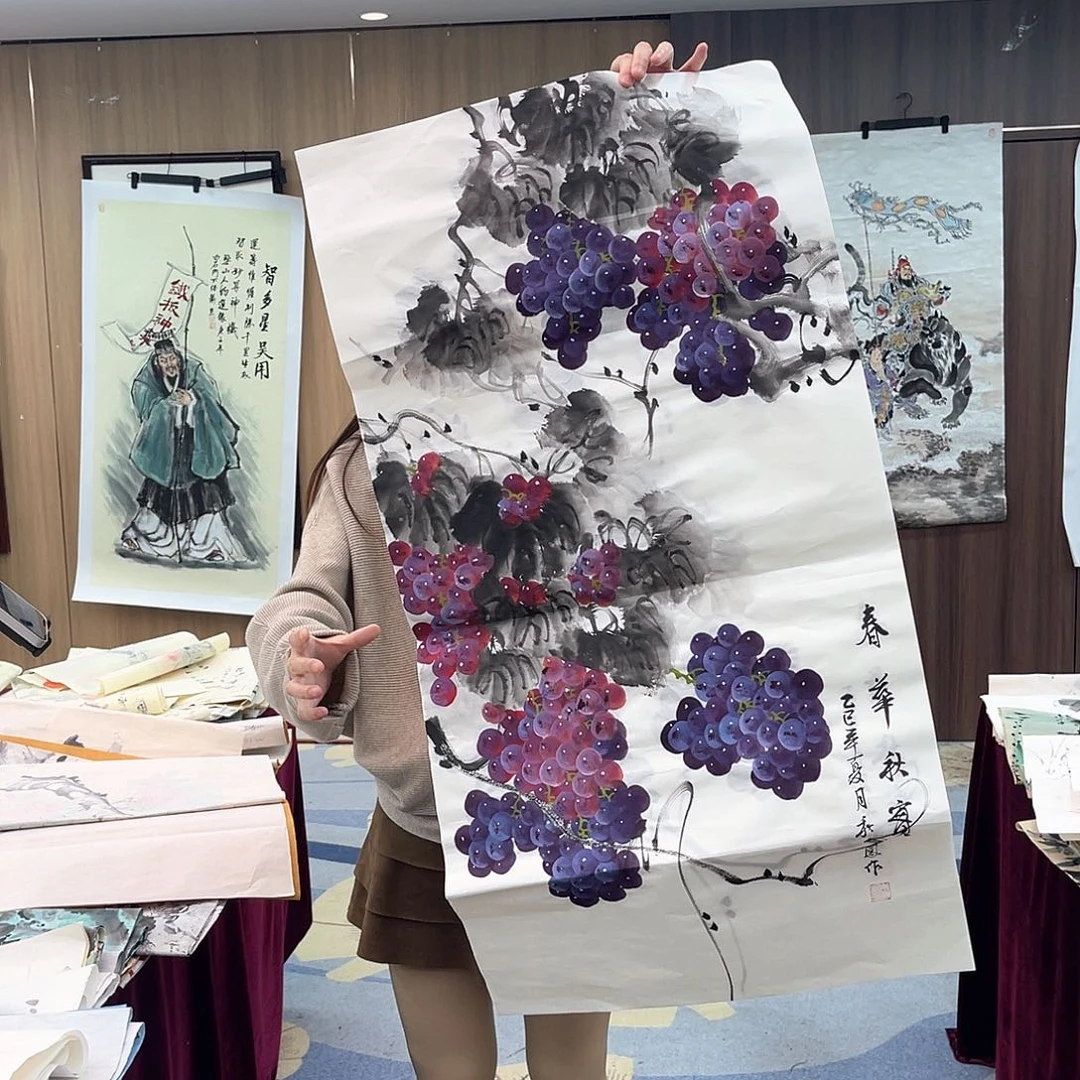 国画画画和书法艺术作品