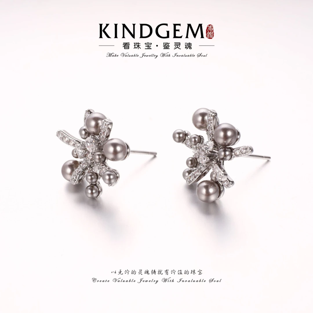 铜合金仿珍珠耳饰 轻奢个性小众精致珠珠百搭时尚耳环 C-30575