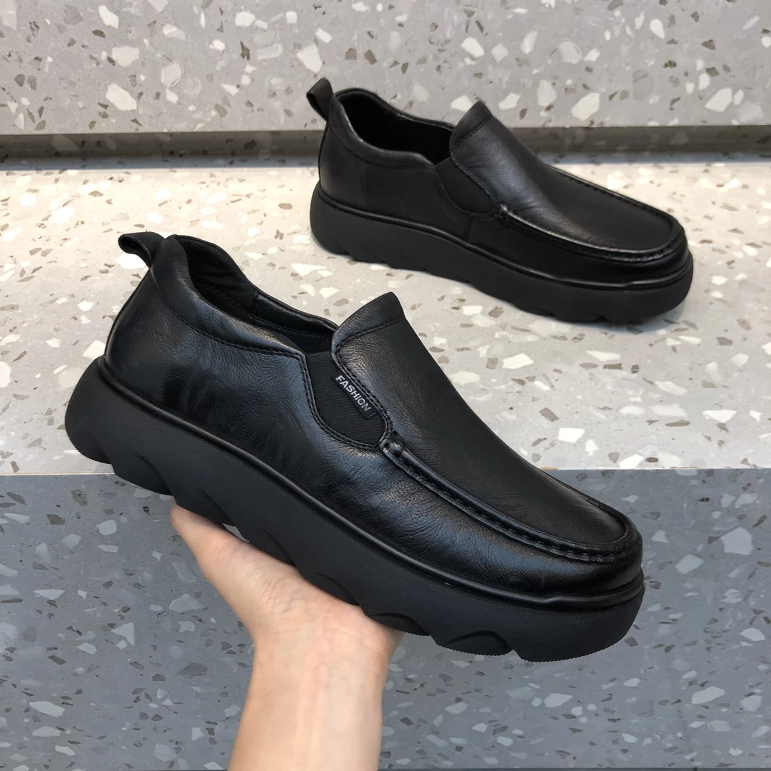 休闲皮鞋男鞋真皮舒适黑色轻便爸爸鞋商务软底百搭男士男款休闲鞋