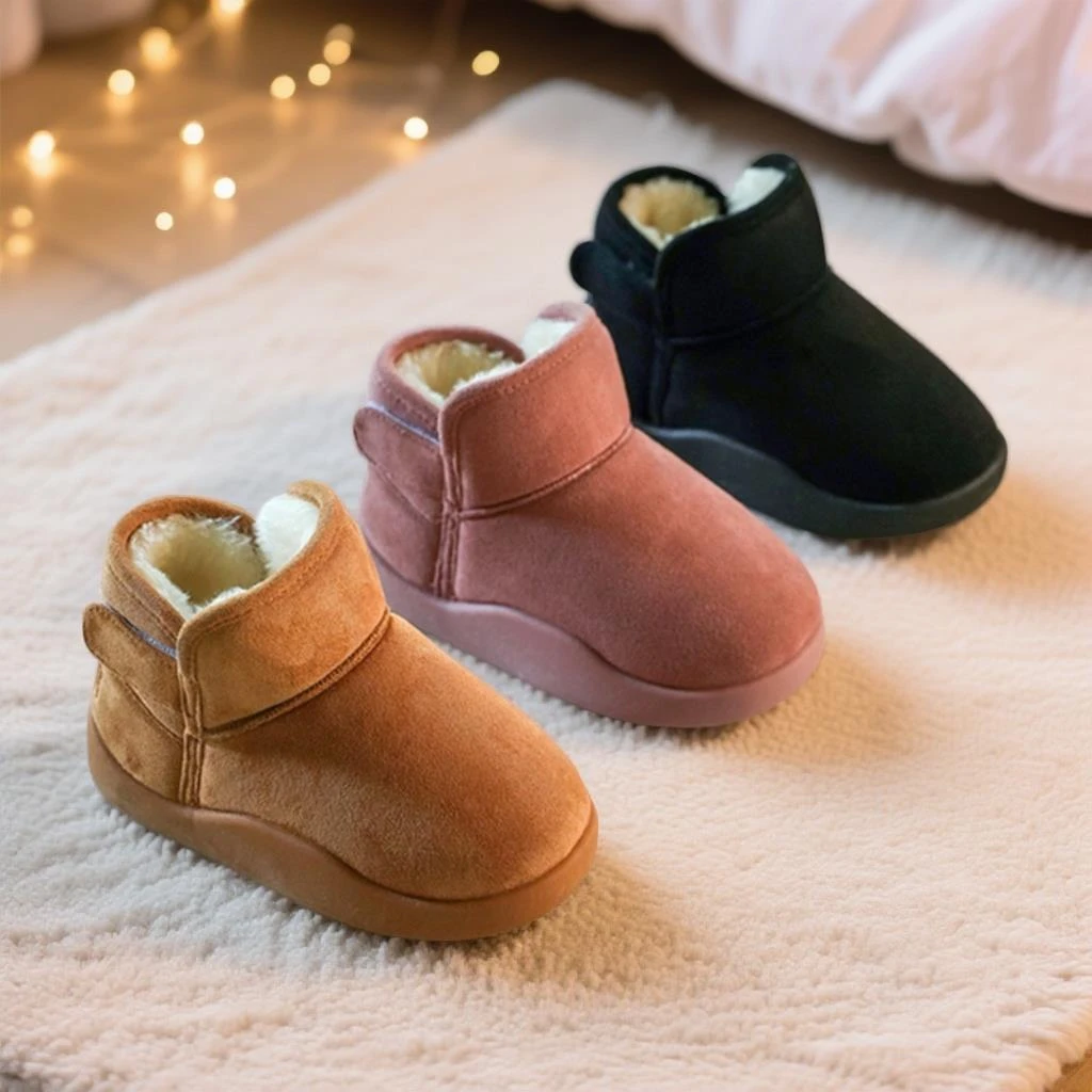 宝宝雪地靴男女儿童棉鞋加绒雪地靴宝宝外穿冬季短筒靴子厚底加绒