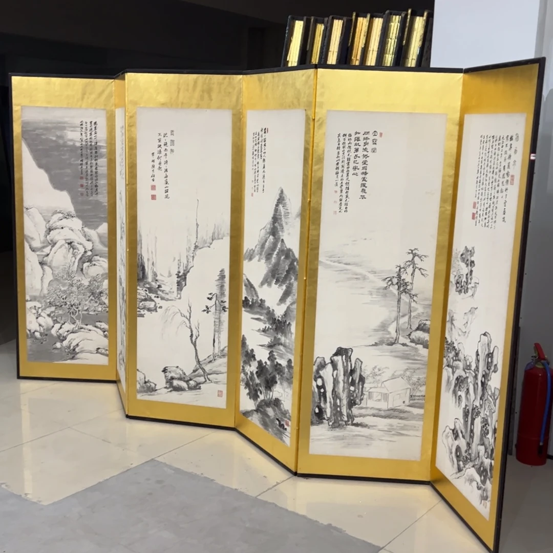 用***8绘画屏风框画茶空间设计