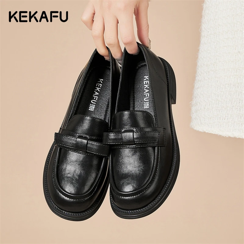 珂卡芙玛丽珍鞋乐福鞋女2025韩版复古英伦风小皮鞋粗跟厚底单鞋女