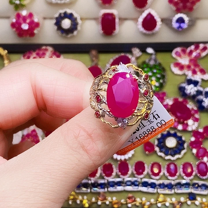 红宝石银S925镶嵌戒指