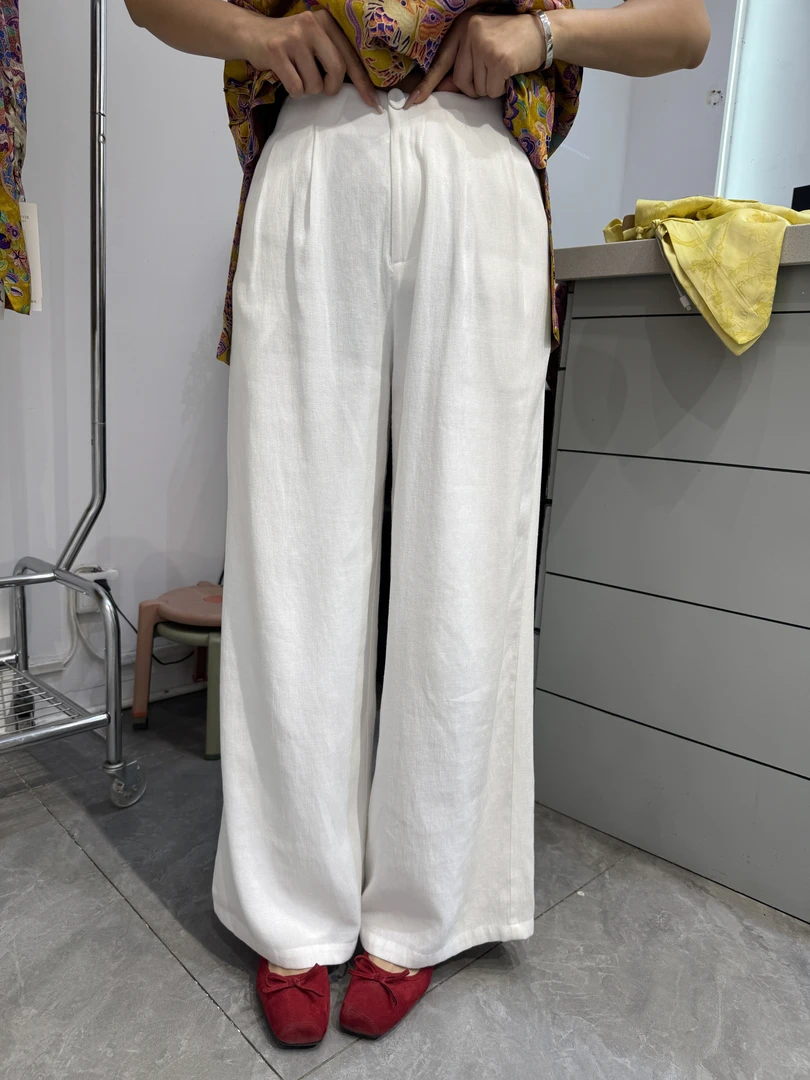 2025夏季新款时尚百搭显瘦跨送休闲裤女高腰直筒阔腿长裤