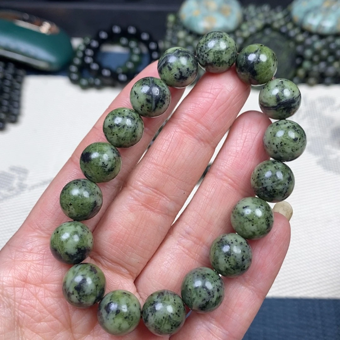 蛇纹石玉未镶嵌手链药王石12mm高透17颗