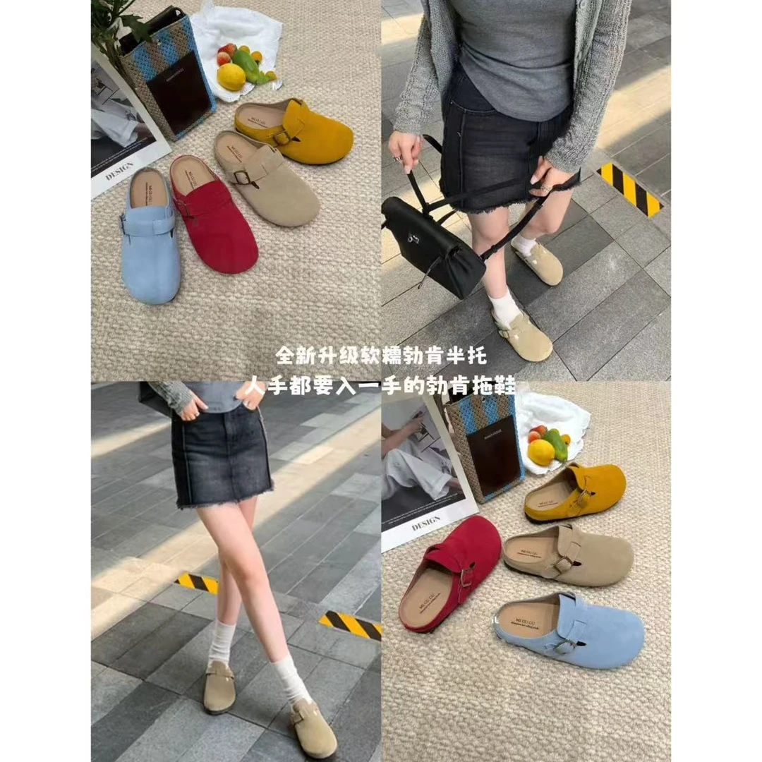 【软底勃肯】复古百搭日常懒人半包勃肯鞋（真真)1633-21跟高3.5公分