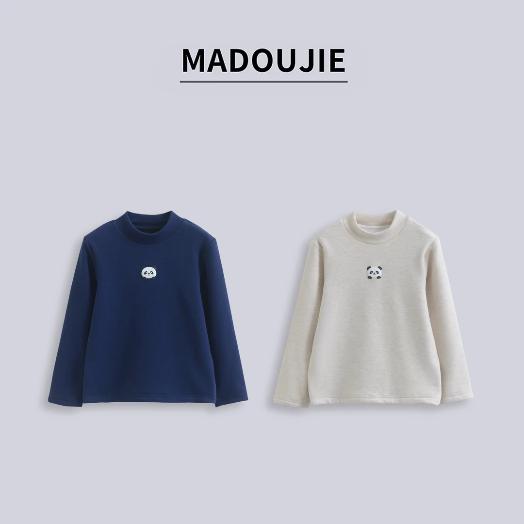 麻豆街【小熊猫插肩袖】25新款童装糯糯衣圆领休闲时尚打底衫MD488