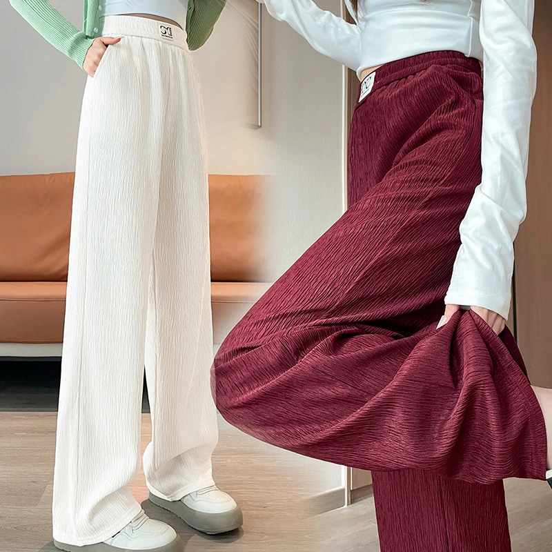 秋季新款女生裤子高腰秋冬外穿休闲阔腿裤显瘦休闲裤窄版直筒裤
