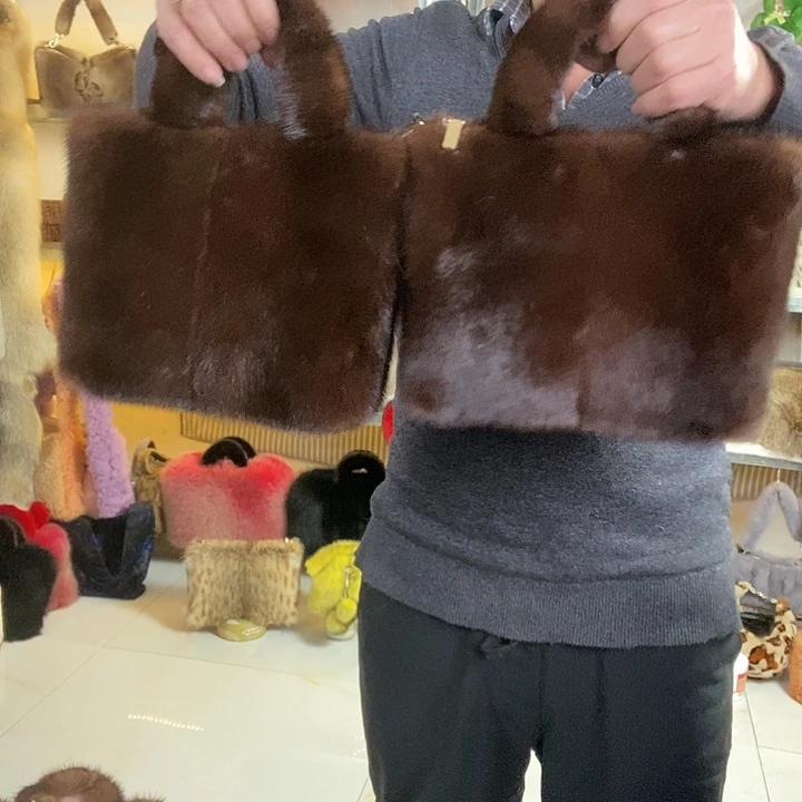 娃叔皮草水貂毛托特包