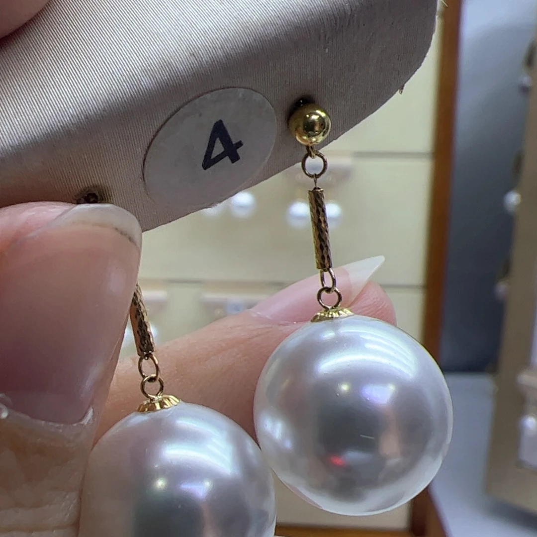 淡水珍珠耳饰18K金镶嵌