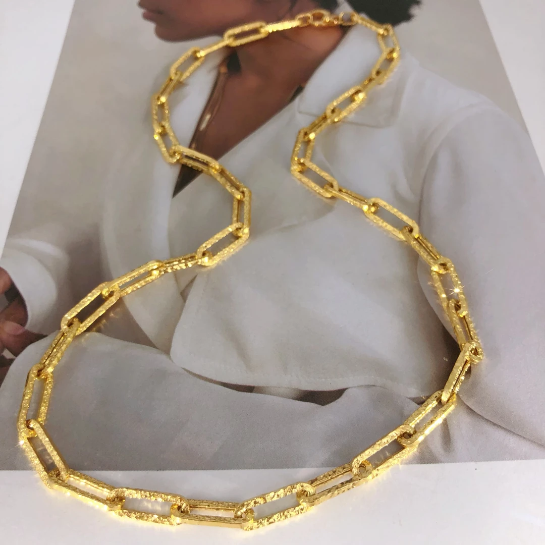 【皇冠轻奢】 18k金 | 意大利手锤纹环环项链 长50cm