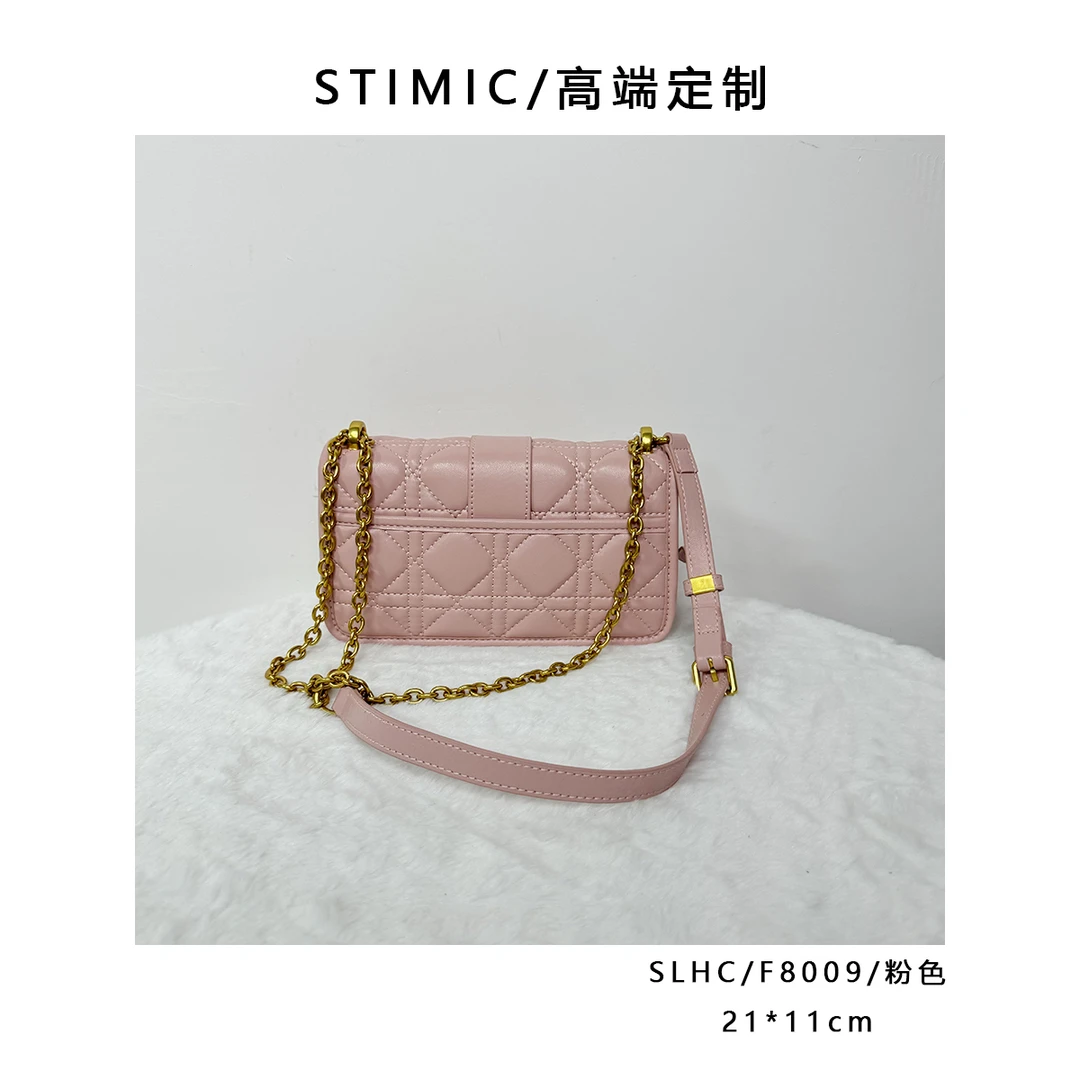 SLHC/F8009/粉色高端订制手工蜡线女士时尚单肩轻奢斜挎包8009