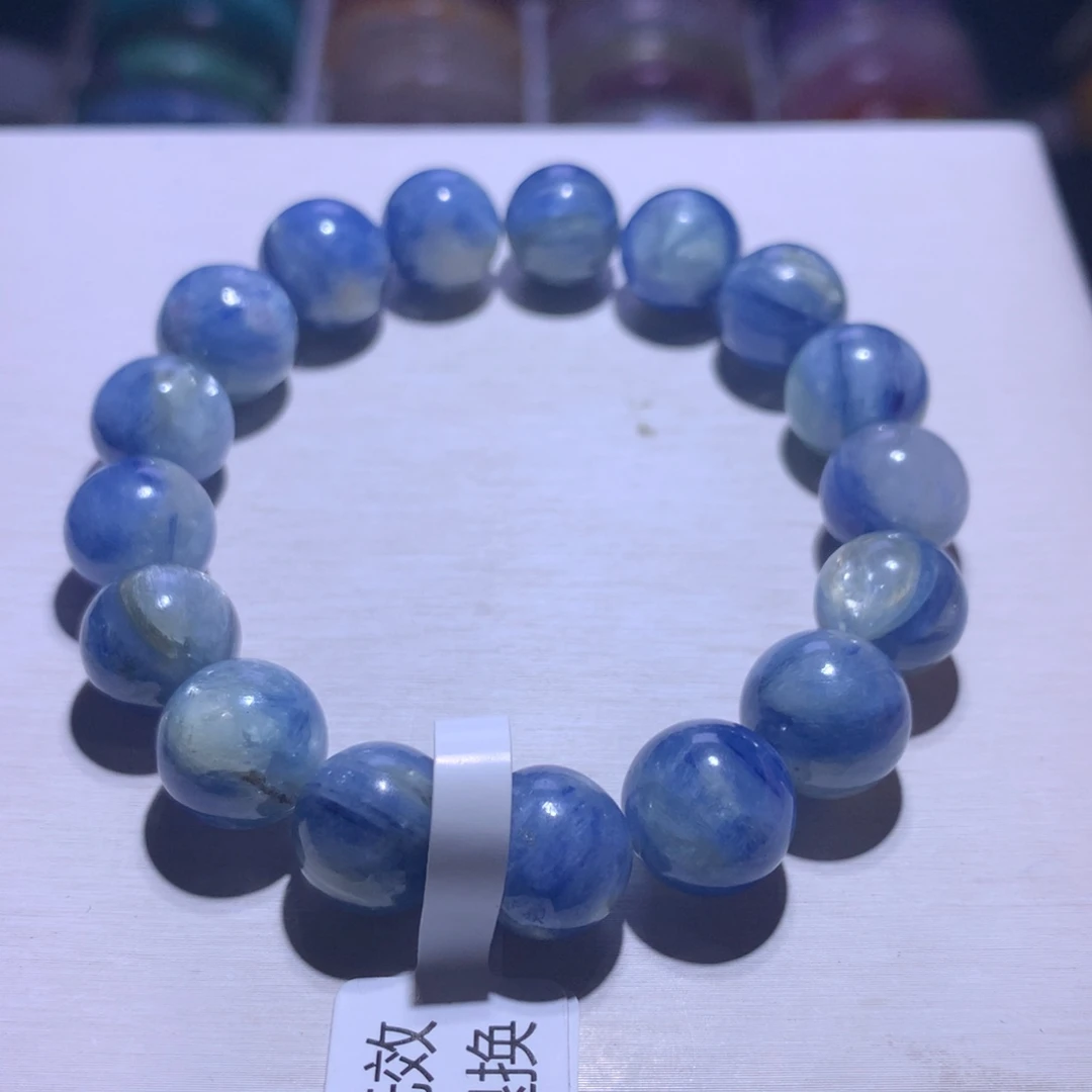 银S925镶嵌手串水晶蓝晶12m
