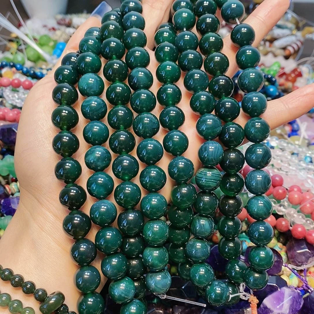 玛瑙/玉髓散珠天然绿玛瑙12mm一条