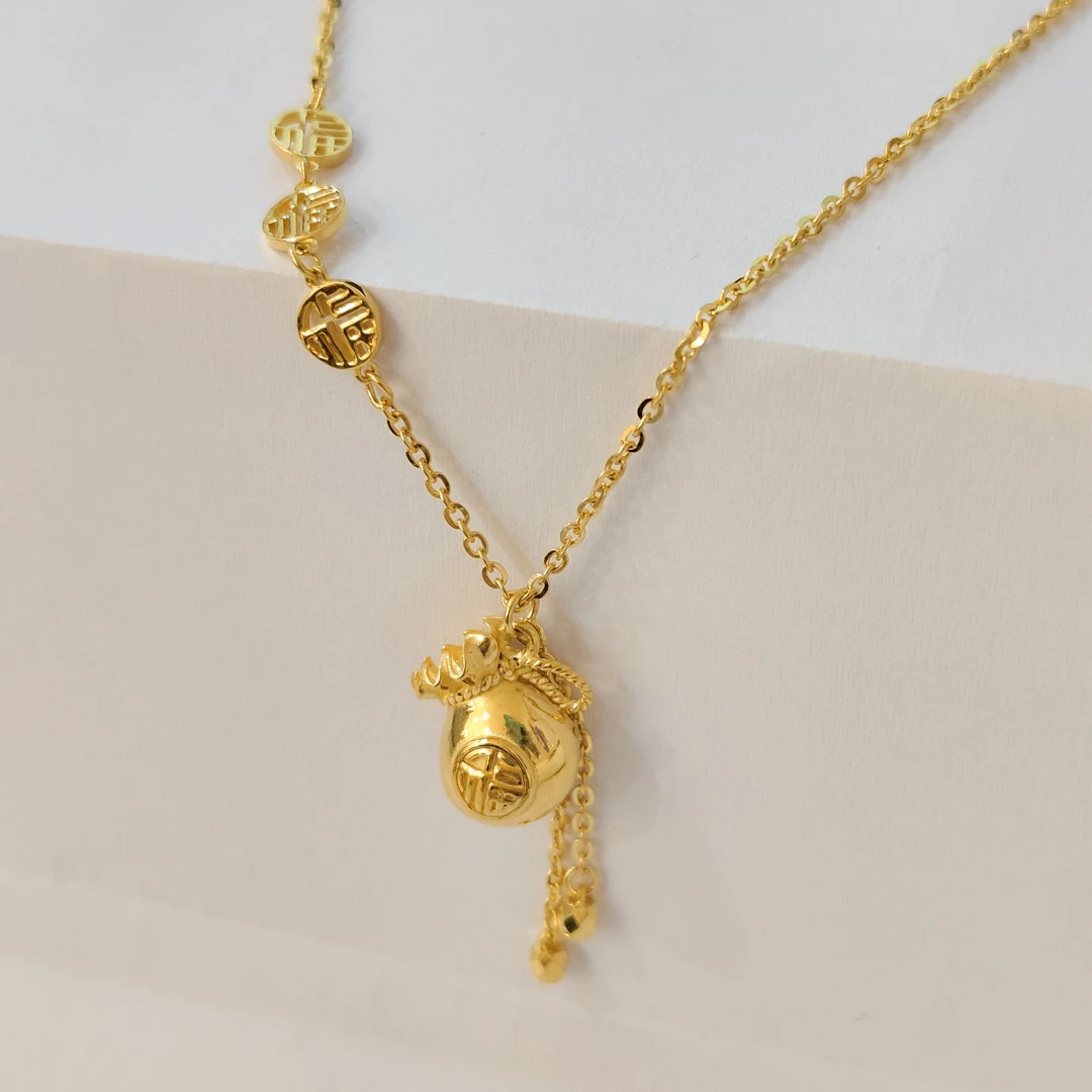 《三狼》9999福牌代代福精品套链M扣时尚大气经典款轻奢小众