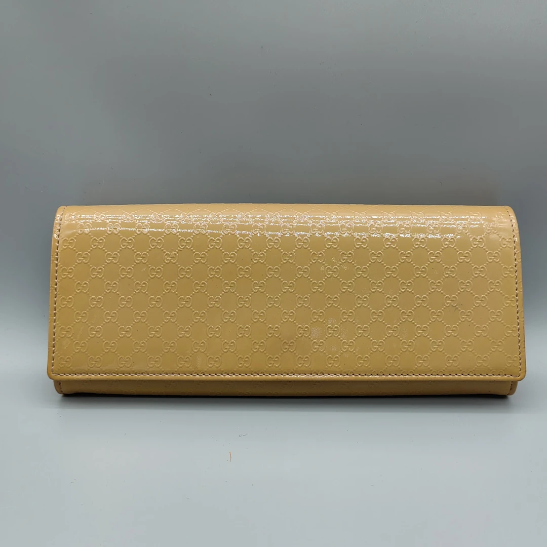 95新 GUCCI/古驰  奶茶色漆皮手拿包 1628 8868