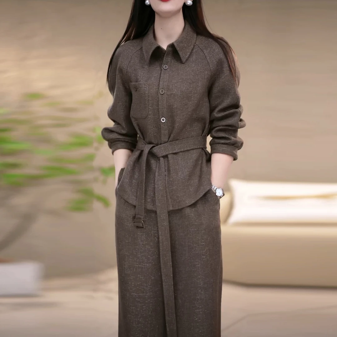 艾薇娜气质小香风时尚套装2025春秋新款贵夫人减龄阔腿裤两件套