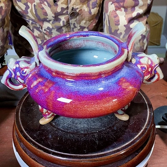 摆件钓*翁尚峰钧窑作品香炉