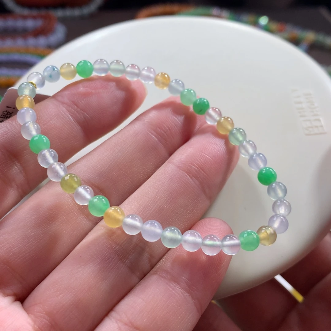 翡翠未镶嵌手链翡翠冰底糖果缤纷卡4.50+
