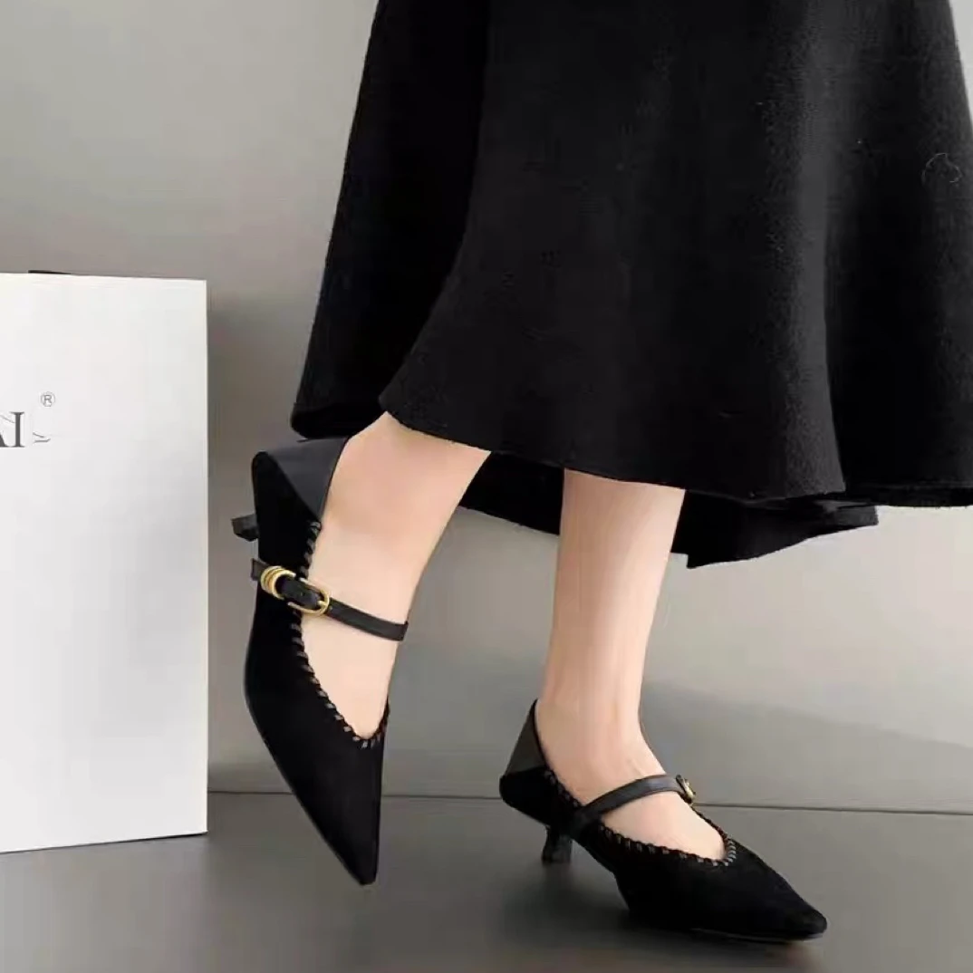 772585广版新款高品质磨砂头层羊皮低跟超舒适单鞋