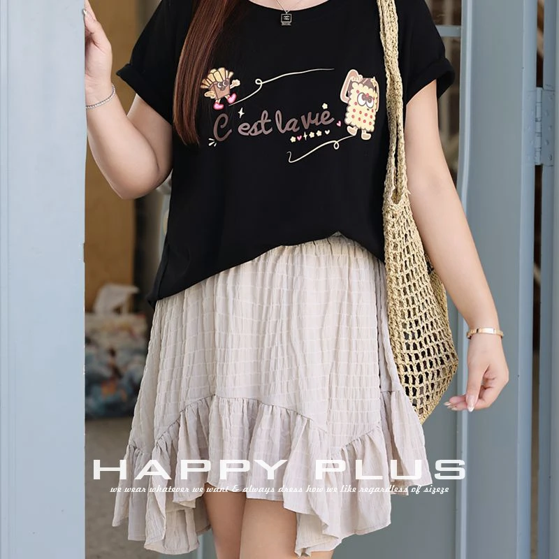 荷叶边褶皱雪纺短半裙大码学院不规则下摆半身裙女款爆款2025新款