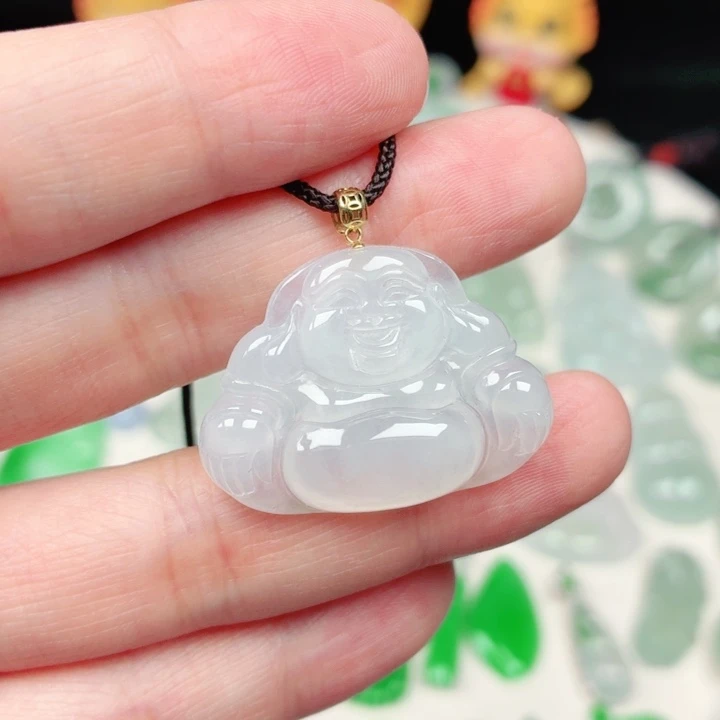 颈饰18K金镶嵌翡翠缅甸天然A货翡翠