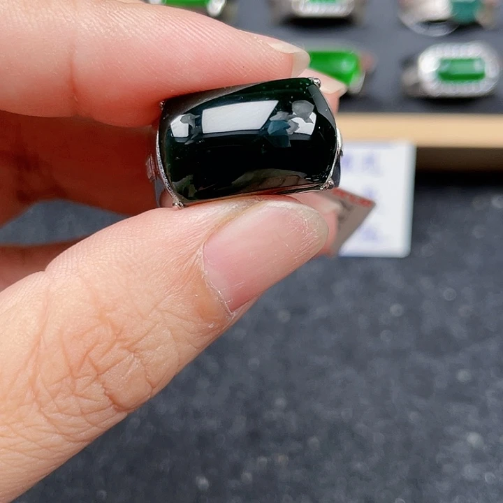 F***0翡翠戒指银S925镶嵌编号3349没有运费险