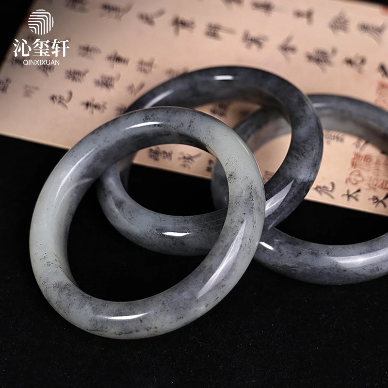 沁玺轩新疆天然和田玉青花料手镯玉手镯女款礼物新年